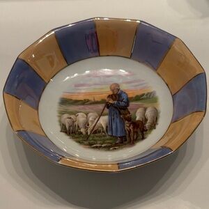 Decorative Shepherd and Sheep Bowl
